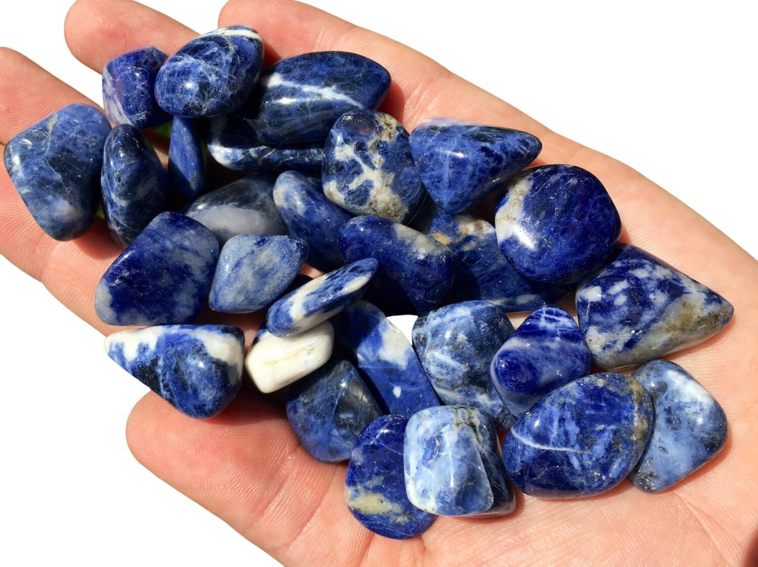 1 lb Sodalite Tumbled Stones Small 0.75" to 1.25" Avg. Grade 1 