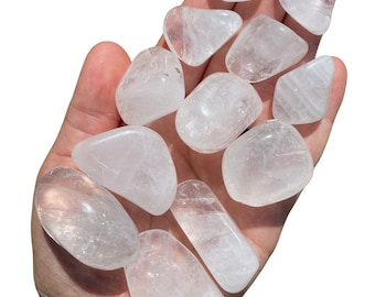 Clear Quartz Tumbled Stone - Grade AB - Multiple Sizes Available - Tumbled Polished Clear Quartz Crystal - Gemstone for Amplification