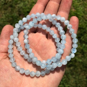 Aquamarine Bracelet AA Grade Aquamarine Elastic Bracelet Aquamarine Jewelry Blue Stretch Bracelet Genuine Aquamarine Gemstone image 7