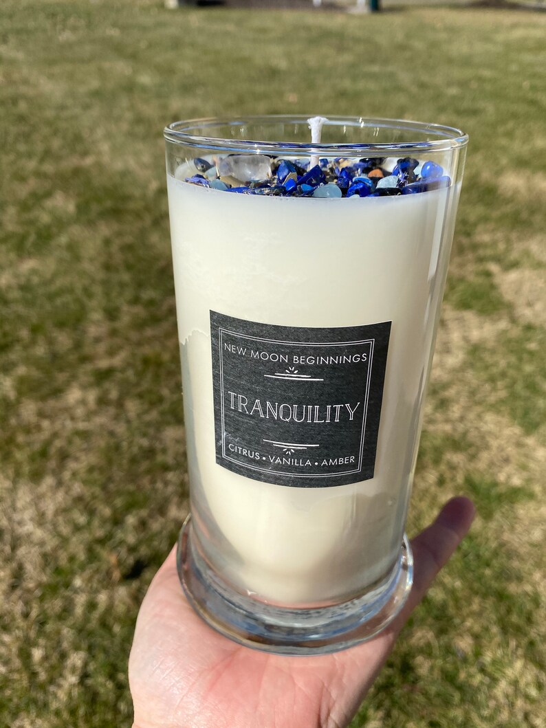 Tranquility Candles Crystal & Herb Candles Aromatherapy Etsy