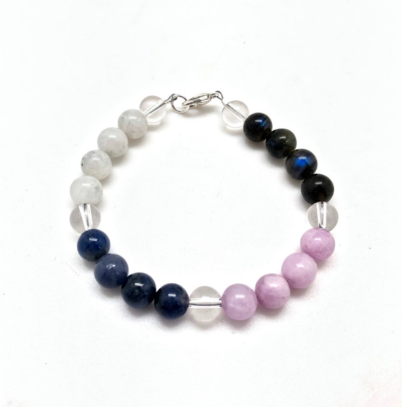 Rainbow Moonstone Kunzite High Vibes /& Love Energy Bracelet and Labradorite Bracelet 8mm Tanzanite Healing Crystals and Stones
