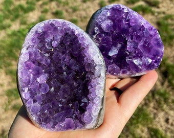 Standing Amethyst Crystal Cluster with Polished Edges (2"-5") Grade A - Raw Amethyst Stone - Raw Amethyst Geode - Rough Natural Amethyst