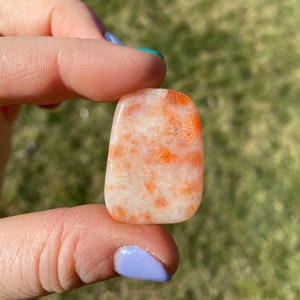 Sunstone Slab (.5&quot;-1.5&quot;) - Small Sunstone Slice - Tumbled Sunstone Palm Stone - Crystals and Stones - Polished Sunstone Crystal