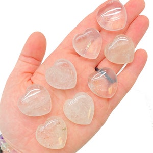 Clear Quartz Crystal Heart (0.75"-1.5") Tumbled Clear Quartz Heart Stone - Polished Crystal Clear Quartz - Clear Quartz Stone Heart image 2