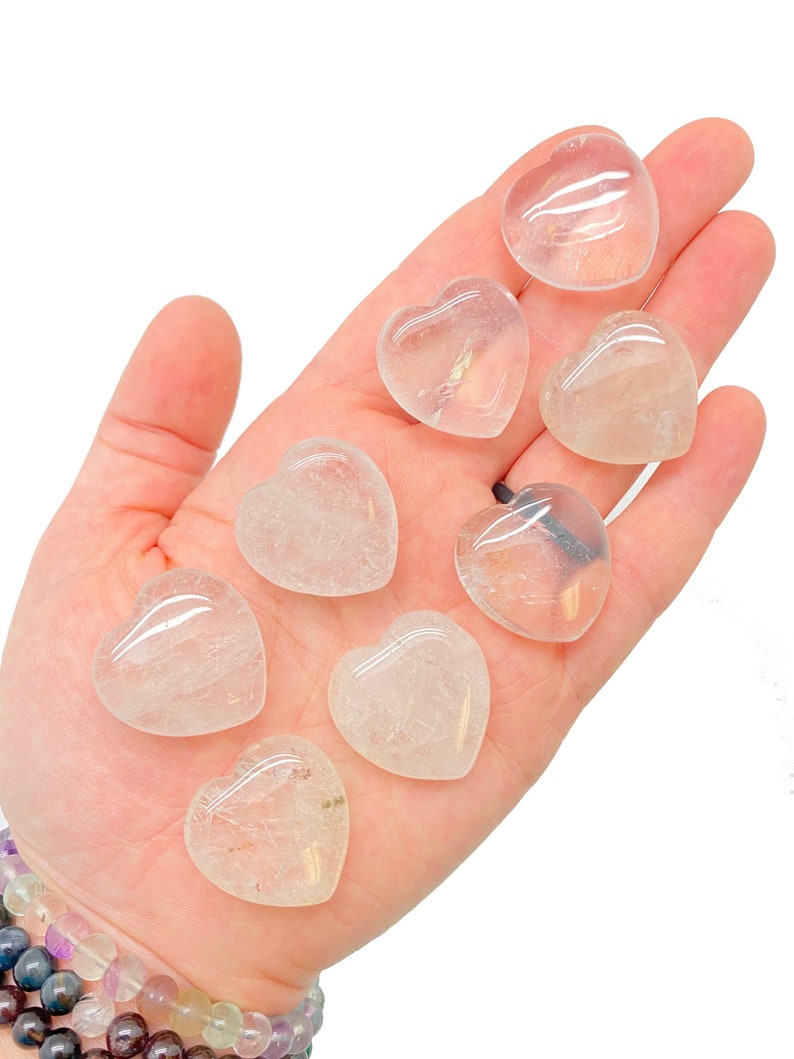 Clear Quartz Crystal Heart (0.75"-1.5") Tumbled Clear Quartz Heart Stone - Polished Crystal Clear Quartz - Clear Quartz Stone Heart image 2