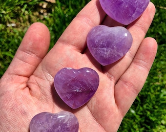 Corazón de Amatista - Pequeño Corazón de Cristal de Amatista Pulido - Mini Corazón de Piedra de Amatista Morada - Cristales - Mini Corazón de Cristal Morado