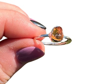 Raw Citrine Ring - Sterling Silver - Sizes 4 to 10 (US) - Heat Treated Citrine - Dainty Citrine Ring - Rough Citrine Healing Crystal Ring