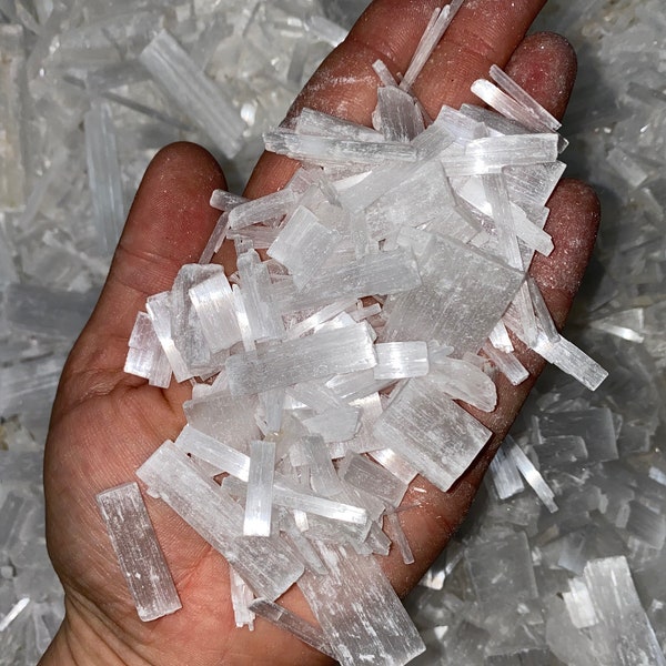 Raw Selenite Chips (small) 1lb bag - Raw Selenite Crystal Chips - Thin Satin Spar Selenite Crystal Chips - Raw Selenite Stone Slivers