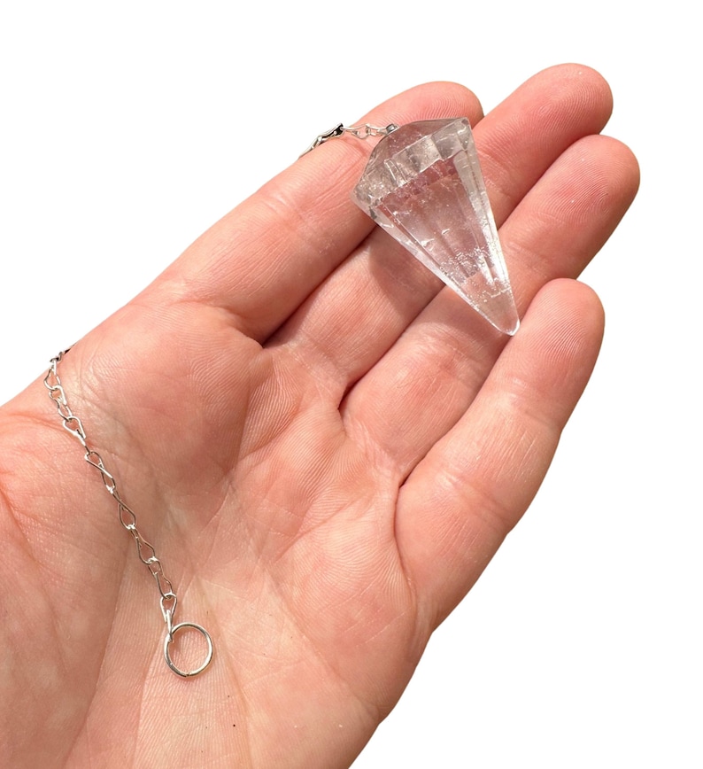 Clear Quartz Pendulum - Clear Quartz Crystal Dowsing Pendulum - Divination Pendulum Crystal for Reiki - Crystal Pendulum image 9