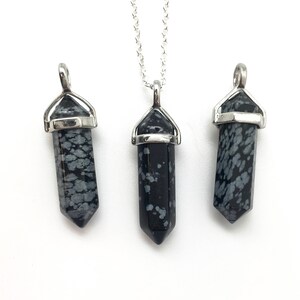 Snowflake Obsidian Necklace Snowflake Obsidian Pendant Healing Crystal Necklace Crystal Point Pendant Polished Snowflake Obsidian image 4