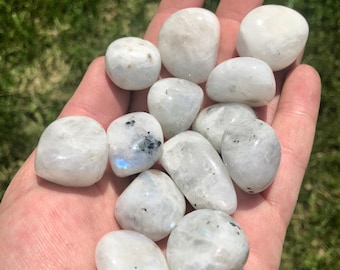 Rainbow Moonstone Grade AA Tumbled Crystal - Multiple Sizes Available - Flashy Moonstone Crystal - Tumbled Rainbow Moonstone Gemstone