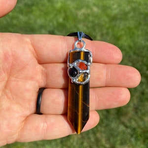 Success and Abundance Pendant - Tiger Eye Blade Pendant - Attract Prosperity Crystal Necklace - Crystal Intention Amulet - Crystal Necklace