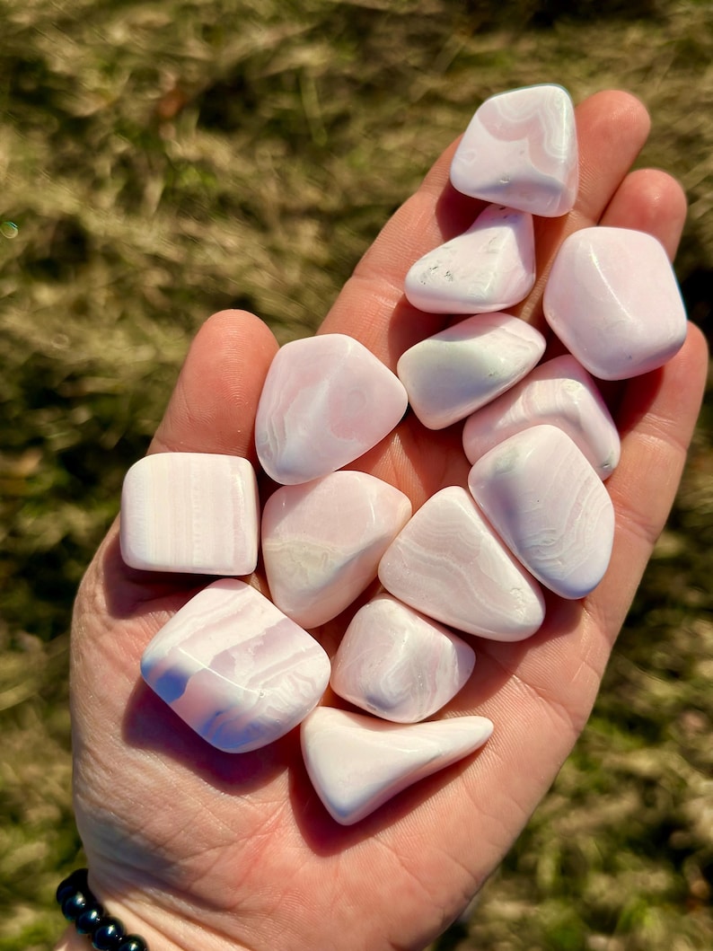 Mangano Calcite Tumbled Stone - Grade A - Multiple Sizes Available - Tumbled Pink Calcite Crystal - Fluorescent Mineral - Polished Mangano image 15