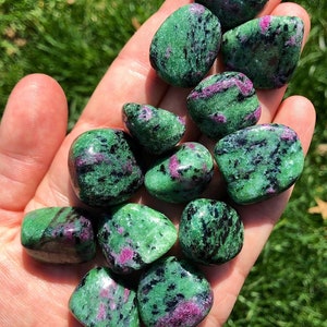 Ruby in Zoisite Tumbled Stone - Multiple Sizes Available - Tumbled Ruby Zoisite Crystal - Tumbled Anyolite Stone - Polished Ruby in Zoisite