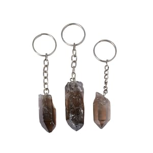 Raw Smoky Quartz Point Crystal Keychain - Raw Smoky Quartz Keychain - Smoky Quartz Point Keychain - Rough Smoky Quartz Point - Crystal Gift