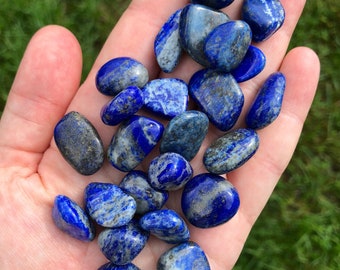 Lapis Lazuli Tumbled Stone - Grade AB - Multiple Sizes Available -  Tumbled Lapis Lazuli Crystal - Polished Blue Lapis Lazuli Gemstone