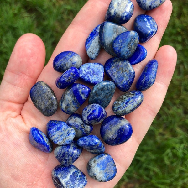 Lapis Lazuli Tumbled Stone - Grade AB - Multiple Sizes Available -  Tumbled Lapis Lazuli Crystal - Polished Blue Lapis Lazuli Gemstone