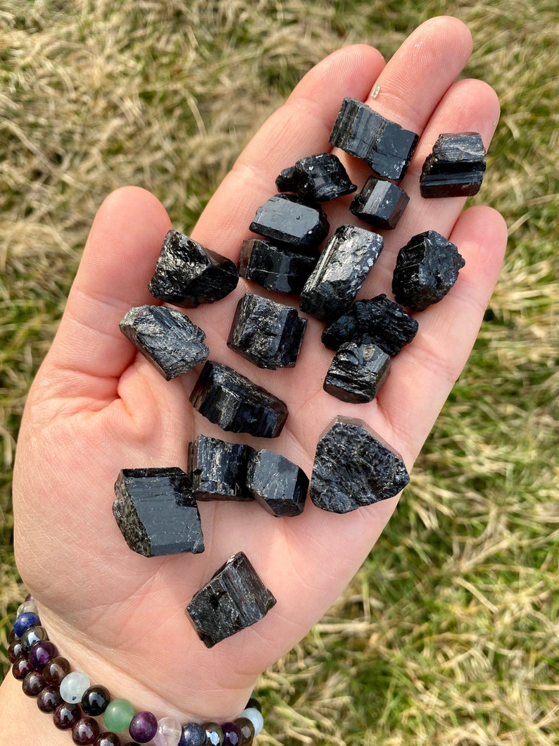 Black Tourmaline Crystal - Black Tourmaline Raw - Rough Black Tourmaline - Grade A Black Tourmaline - Small Black Tourmaline - High Quality! image 2