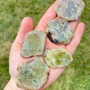 Green Garnet Stone Slab - Green Garnet Tumbled Stones - Green Garnet Crystal - Crystals and Stones - Grossular Garnet Stone Slices