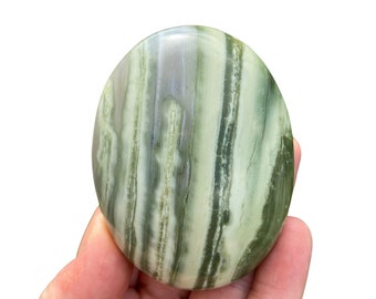 Infinite Stone Palm Stone - (2.25" - 3") - Polished Infinite Serpentine Crystal - Tumbled Serpentine Gemstone - Green Healing Crystal