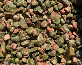 Unakite Stone Chips 5mm to 8mm (1lb Bag) Unakite Tumbled Stones - Unakite Crystal Chips - Mini Polished Unakite - Bulk Unakite Stones