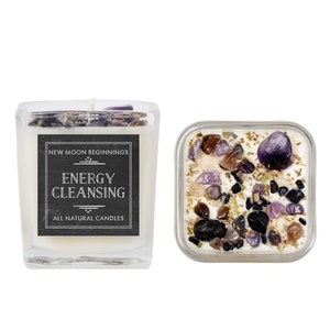 Energy Cleansing Candle Protection Candle Crystal Candle Lavender & Sage Candle Soy Intention Candle Energy Candle Handmade image 4