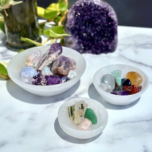 Selenite Bowl (7 Sizes!) - Crystal Charging Bowl - Selenite Cleansing Bowl - Offering Bowl - Carved Selenite Dish - Bowl for Crystals