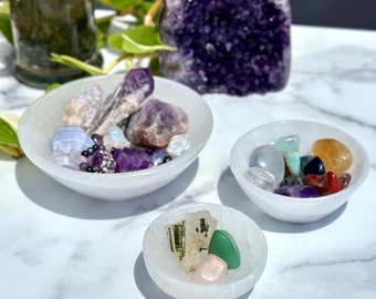 Selenite Bowl (7 Sizes!) - Crystal Charging Bowl - Selenite Cleansing Bowl - Offering Bowl - Carved Selenite Dish - Bowl for Crystals