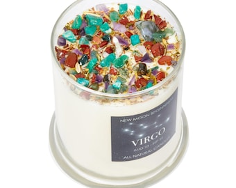 Virgo Candles - Zodiac Crystal Candle - Virgo Crystal Candle - Soy Aromatherapy Candle - Virgo Birthday Gift (Aug 23 to Sep 22) - Handmade!