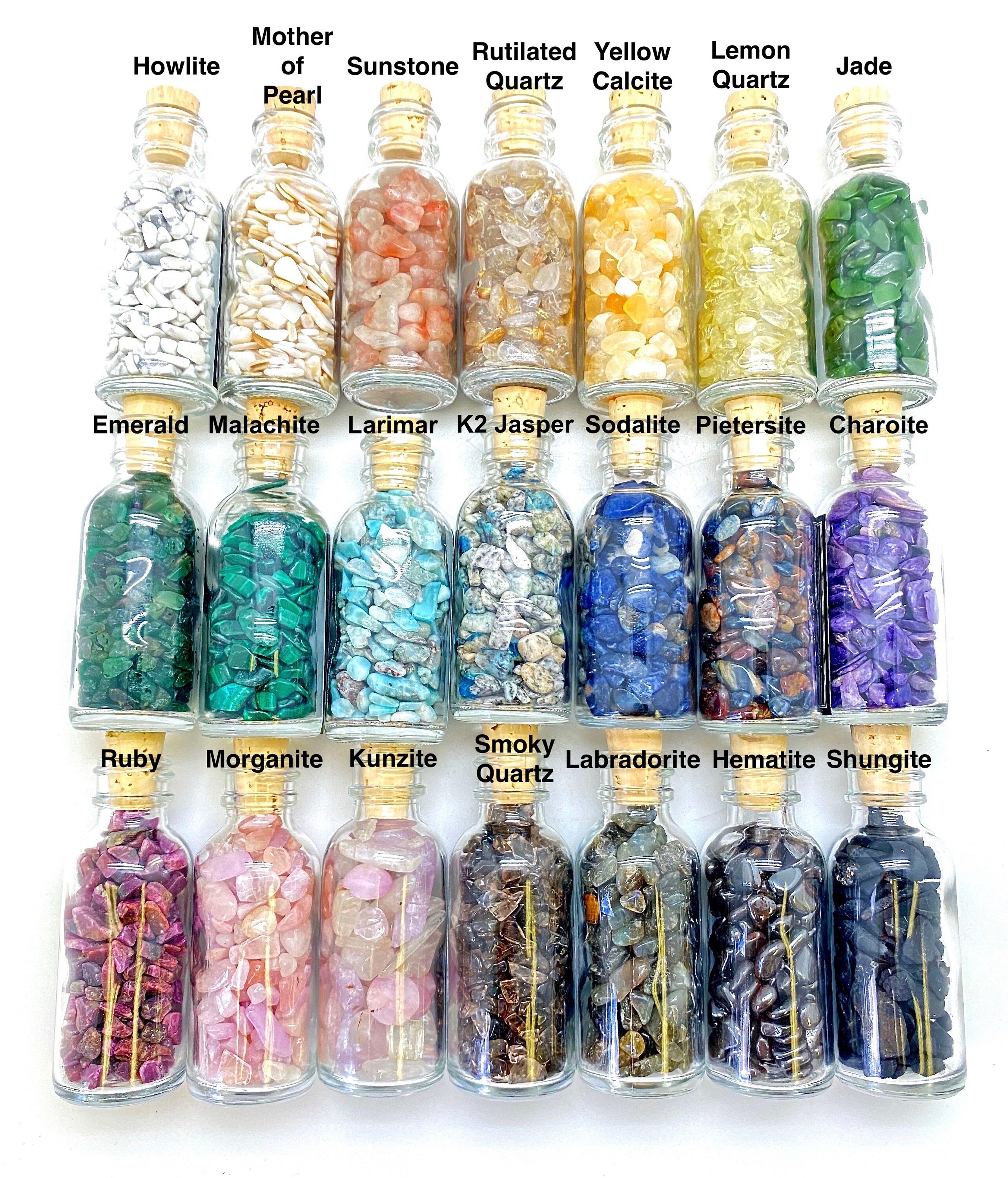 Gemstone Crystal Bottle Stone Bottle Set Gemstone Chips Etsy