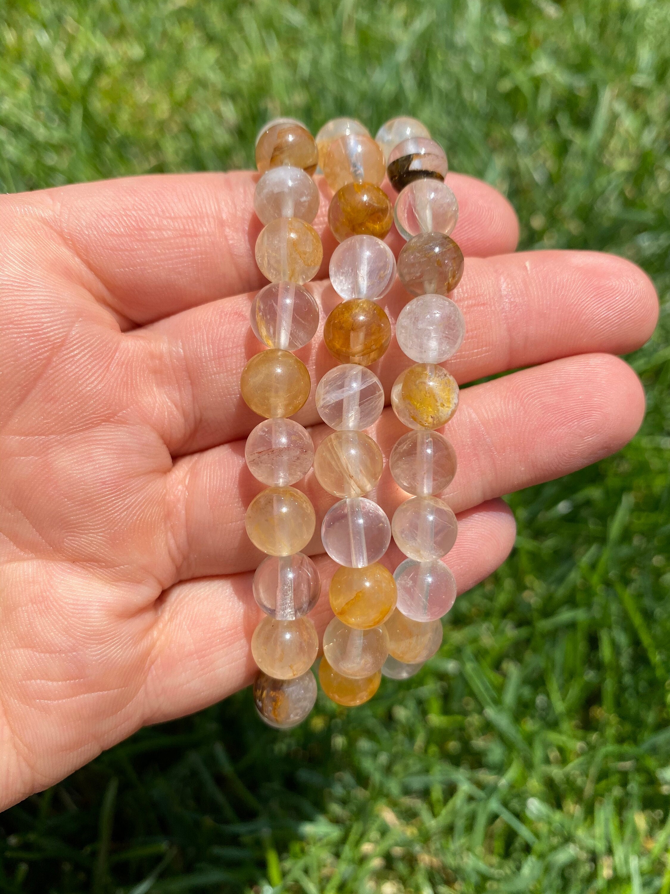 Golden Healer Quartz Stone Bracelet Elastic Bracelet Golden Healer