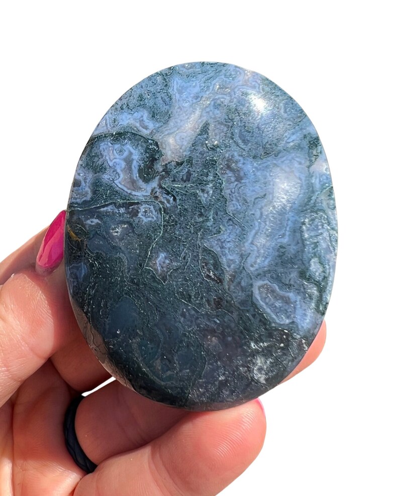Mosagaat Palmsteen (2"-3") Mosagaat Zorgsteen - Gepolijst mosagaatkristal - Kleurrijke en hoogwaardige agaat - sommige hebben Druzy! afbeelding 6