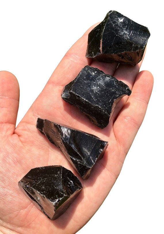 Black Obsidian Stone Raw Black Obsidian Crystal Healing Etsy