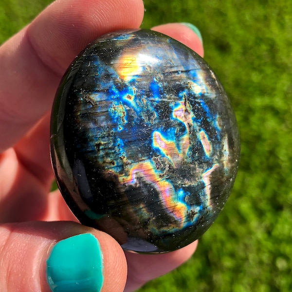 Spectrolite Stone - Polished Spectrolite Palm Stone - Extra Quality Labradorite Gemstone - Spectrolite Worry Stone - Rainbow Labradorite