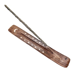 Moon and Stars Incense Burner - White Inlay Stars & Moon Incense Burner - Wooden Incense Holder - Incense Stick Holder- Wood Incense Burner