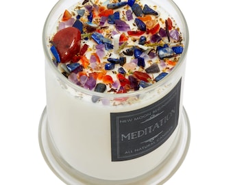 Meditatiekaars - Nag Champa Kaarsen - Soja aromatherapiekaars voor meditatie - Kristallen kaars - Yoga & meditatie cadeau - Geur van Nag Champa