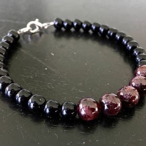 Root Chakra Bracelet - Crystal Bracelet - Garnet and Black Obsidian - energy bracelet - crystal bracelet - chakra stones