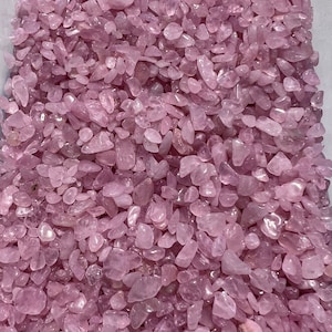 Chips pulidos de cuarzo rosa a granel (5 mm - 7 mm) - Chips de cuarzo rosa de grado A - Chips de cristal de cuarzo rosa pulido - Chips de cuarzo rosa al por mayor