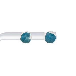Raw Blue Apatite Stud Earrings Sterling Silver - Raw Blue Apatite Earrings - Blue Apatite Jewelry - Neon Blue Apatite Stud Earrings