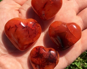 Cuore di corniola (piccolo) - Cuore di pietra di corniola - Cristallo di corniola - Pietre del chakra sacrale - Cristalli e pietre - Cuore lucidato
