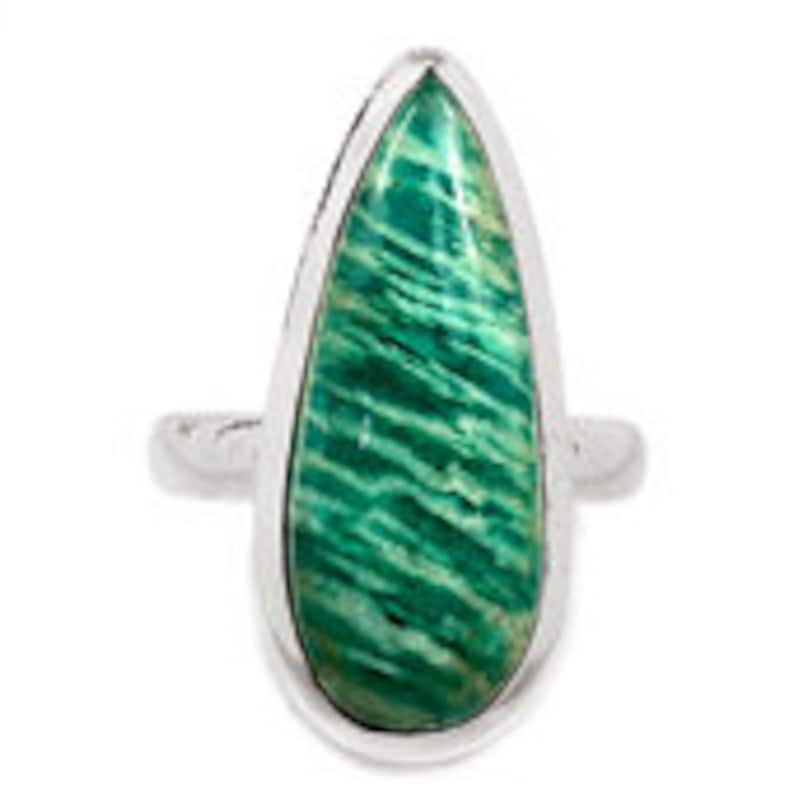 Amazonite Crystal Ring Amazonite Stone Ring Amazonite Ring Size 8.5 Ring Sterling Silver Ring Amazonite Jewelry Healing Crystals 598