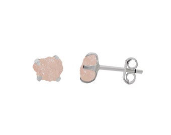 Raw Rose Quartz Earring - Sterling Silver - Rose Quartz Stud Earrings - Rough Rose Quartz - Rose Quartz Jewelry - Rose Quartz Post Earrings