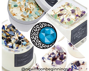 New Moon Beginnings Candles - Handmade Crystal Candles - Scented Soy Aromatherapy Candle - Created with Intention - Hand Poured in our Shop!