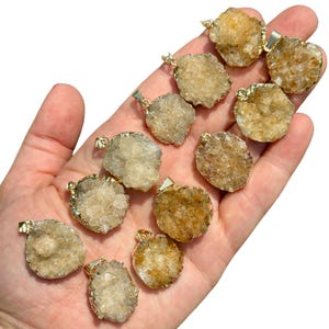 Raw Citrine Pendant (Heat Treated) - Gold Color Backing- Small Citrine Cluster Necklace - Crystal Necklace - Brazilian Citrine 0.75" to 1"