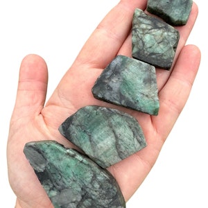 Natural Emerald Slab or Slice - Emerald Stone Slab - Real Emerald Crystal Slice - Unpolished Emerald Worry Stone - Untreated Emerald Piece