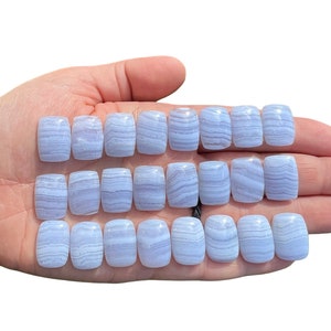 Blue Lace Agaat Cabochon Rechthoekig - (0,7") - Gepolijste Blue Lace Agaat Cabochon - Getrommeld Blue Lace Agaat Crystal - Blue Lace Agaat