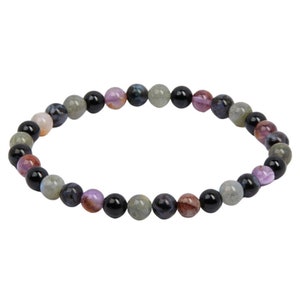 May include: A beaded bracelet with black, gray, and purple stones.