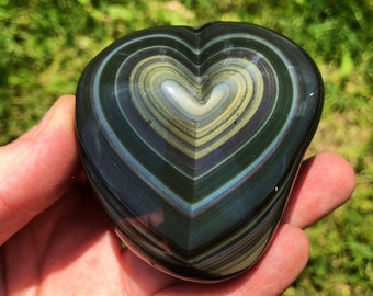 Rainbow Obsidian Stone Heart (2