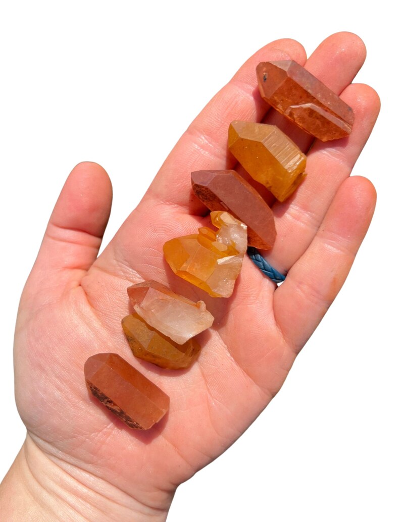 Raw Tangerine Quartz Point Crystal (0.5" - 2.5") Raw Quartz Point Crystal - Tangerine Quartz - Orange Quartz - Tangerine Quartz Stone Point 0.5" to 1"