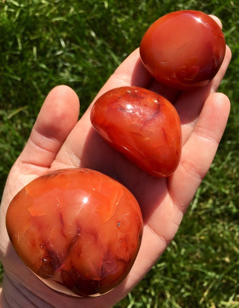 Carnelian Palm Stone 1 2.75 Carnelian Tumbled Stone Carnelian Crystal Polished Carnelian Worry Stone Sacral Chakra Stone imagem 1